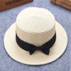 Baby Bowknot Straw Hat Kid Toddler Beach Sun Cap Breathable Sun Straw Hat Beach Sun Visor Hat (Beige, one Size) view 2