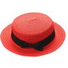 Baby Bowknot Straw Hat Kid Toddler Beach Sun Cap Breathable Sun Straw Hat Beach Sun Visor Hat (Red, one size) view 1