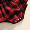 Baby Girl First Christmas Outfit Ruffle Long Sleeve Shirt+bufflo Plaid Suspender Shorts 2Pcs Christmas Clothes (0-3 Months,Black+red Plaid) view 3