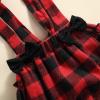 Baby Girl First Christmas Outfit Ruffle Long Sleeve Shirt+bufflo Plaid Suspender Shorts 2Pcs Christmas Clothes (6-12 Months,Black+red Plaid) view 4