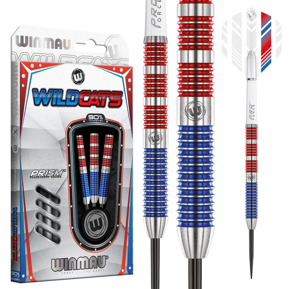 Winmau Wildcats 23 Gram Tungsten Darts Set with Flights and Stems (Shafts)