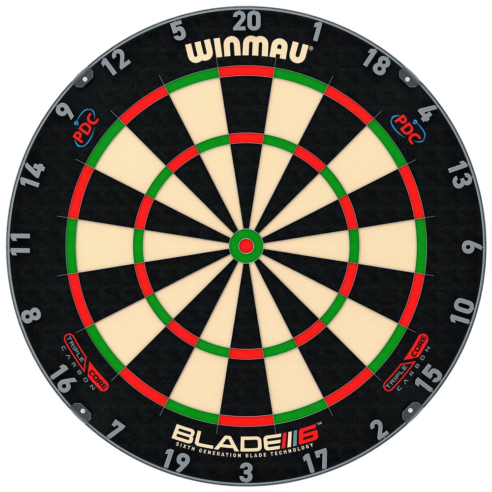 WINMAU Darts Blade 6 Triple Core Carbon Professional PDC Dartboard with Official Tournament Specifications | Endorsed by The PDC
