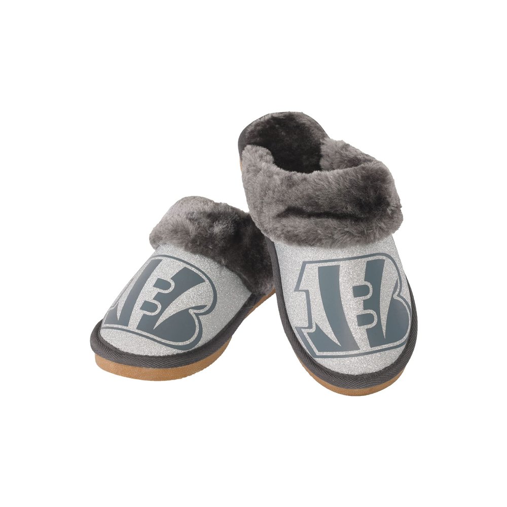 FOCO Cincinnati Bengals NFL Womens Glitter Open Back Faux Fur Moccasin - XL
