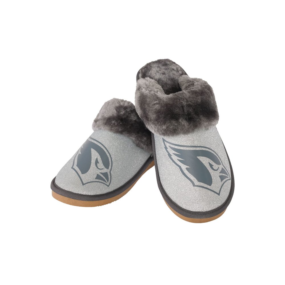 FOCO Arizona Cardinals NFL Womens Glitter Open Back Faux Fur Moccasin - L