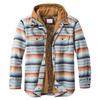QWENTMTNTY Western Button Down Flannel Shirt Jackets for Men with Hoodie Big Tall Quilted Fleece Thermal Warm Jacket Plus Size view 2
