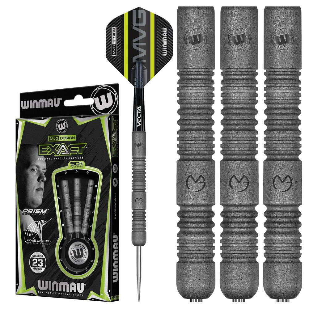 WINMAU Michael Van Gerwen MvG Exact 23 gram Tungsten Darts Set with Flights and Stems (Shafts)