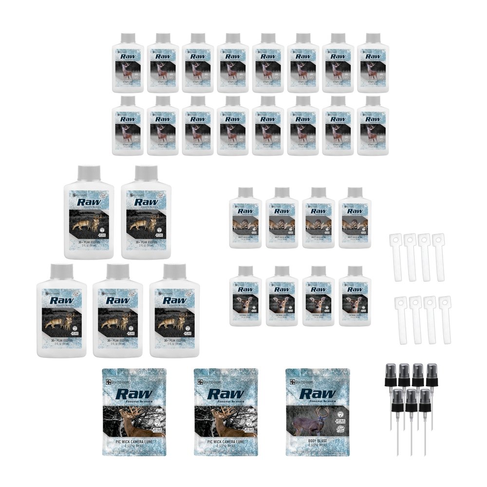 RAW Frozen Scents Early Season Package Deer Attractant Scent Scrape Lure, Peak Estrus, Buck Scent, Deer Hunting (X-Large Early Season Pro Pack)