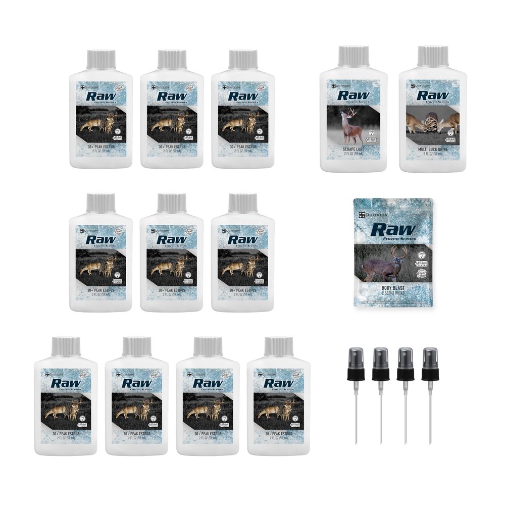 RAW Frozen Scents Rut Season Pro Package Deer Attractant Scent Scrape Lure, Peak Estrus, Buck Scent, Deer Hunting (Large Rut Pack)