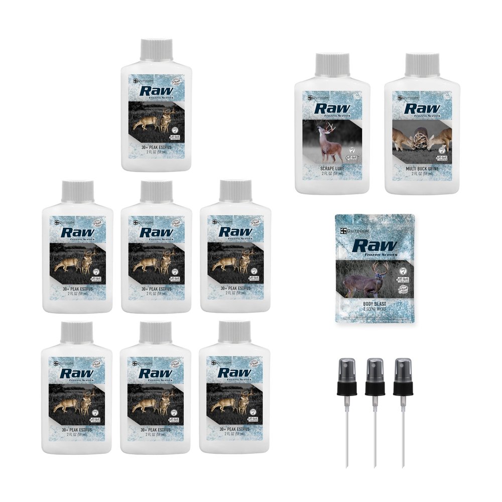 RAW Frozen Scents Rut Season Pro Package Deer Attractant Scent Scrape Lure, Peak Estrus, Buck Scent, Deer Hunting (Medium Rut Pack)