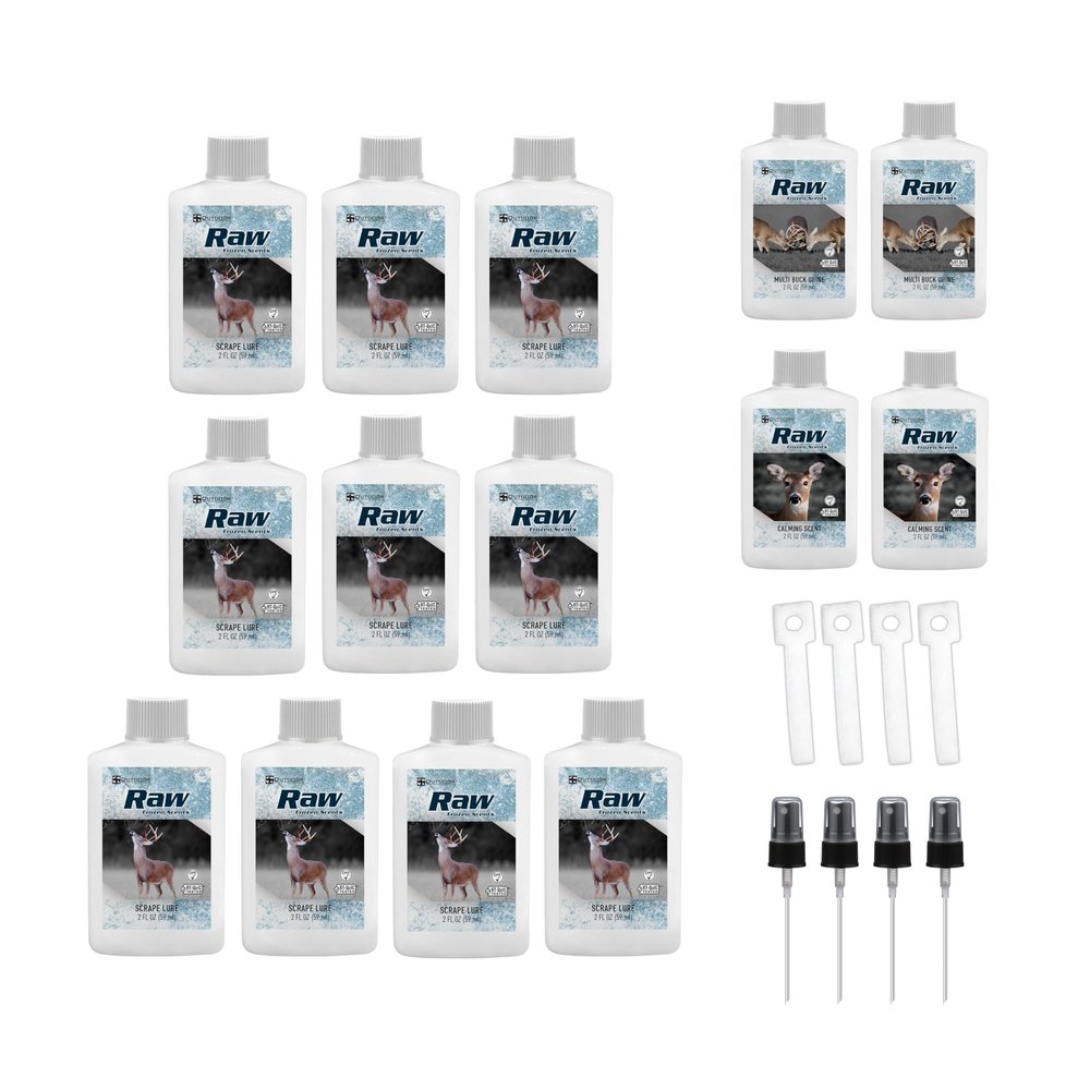 RAW Frozen Scents Early Season Package Deer Attractant Scent Scrape Lure, Peak Estrus, Buck Scent, Deer Hunting (Large Early Season Pro Pack)