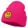 e4Hats.com Smile Face Embroidered Long Beanie - Magenta OSFM