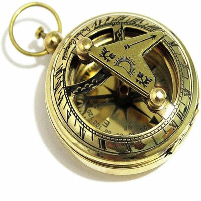 Brass Push Button Direction Sundial Compass Vintage Brass Handmade Brass Engraved Compass