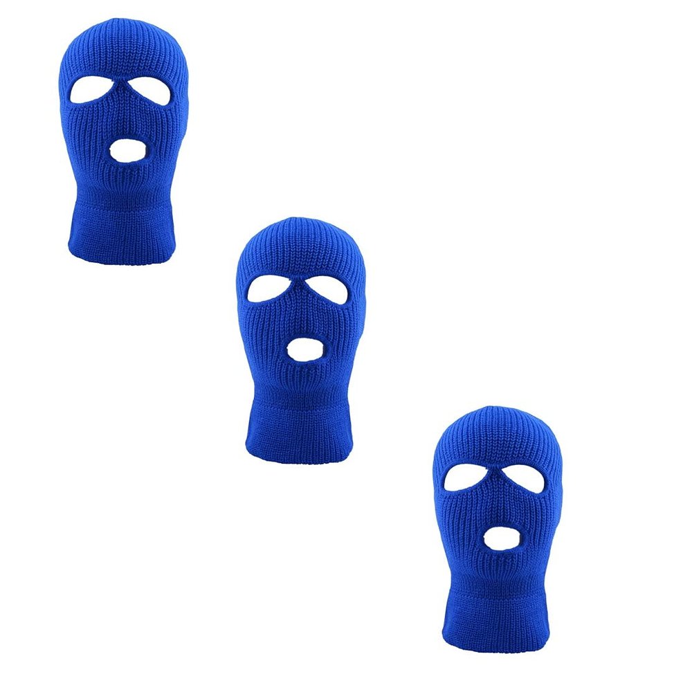 Ski Mask Knit Three Hole Mask Full Face Cover Knitted Balaclavas Warm Hat Adult Winter Hats (Royal Blue, 3)
