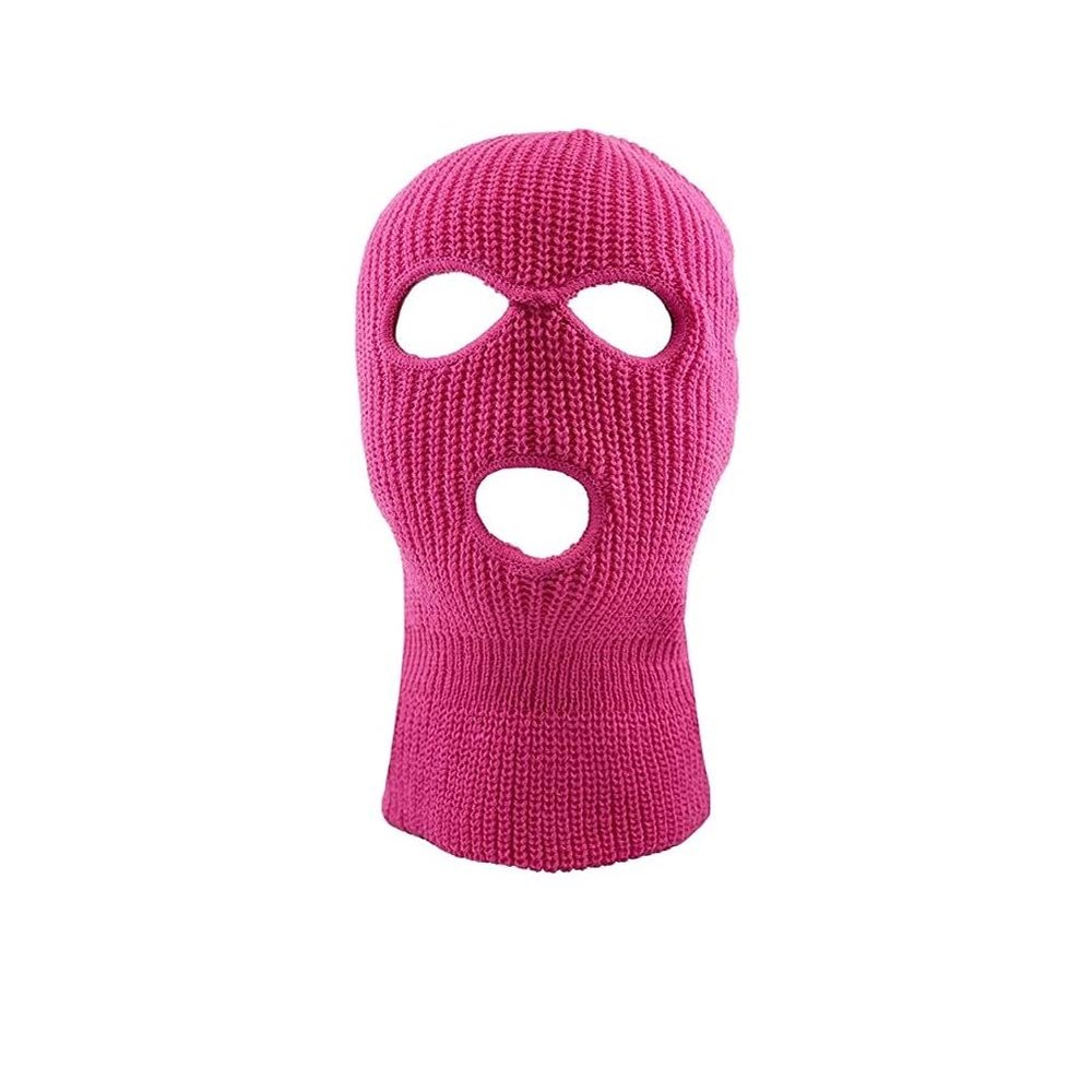 Ski Mask Knit Three Hole Mask Full Face Cover Knitted Balaclavas Warm Hat Adult Winter Hats (Dark Pink, 1)