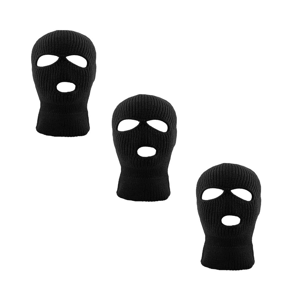 Ski Mask Knit Three Hole Mask Full Face Cover Knitted Balaclavas Warm Hat Adult Winter Hats (Black, 3)