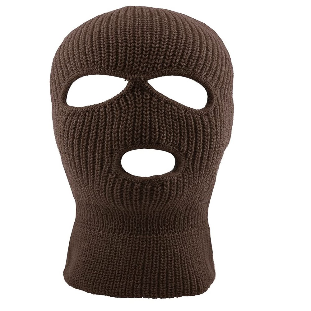 Ski Mask Knit Three Hole Mask Full Face Cover Knitted Balaclavas Warm Hat Adult Winter Hats (Brown, 1)