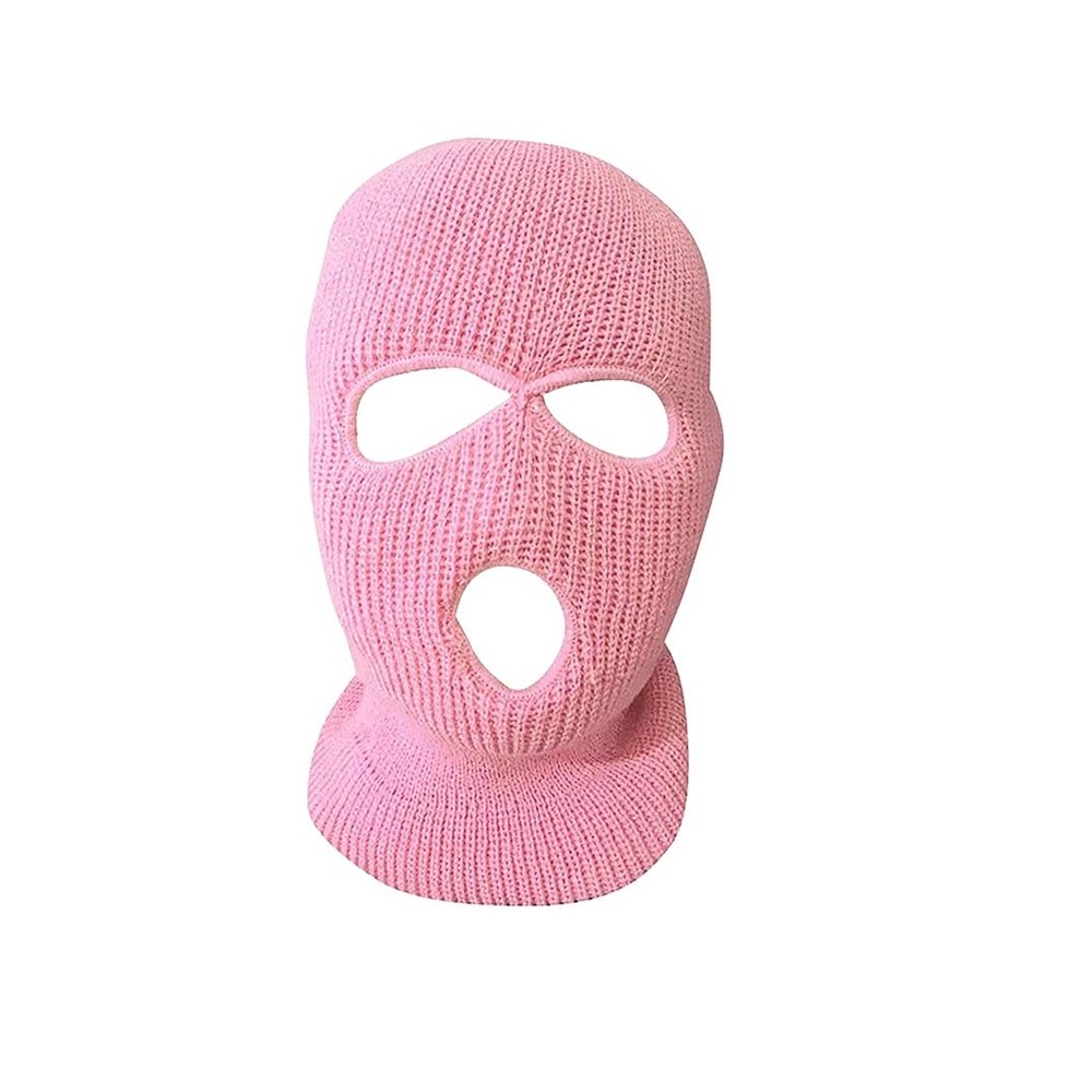 Ski Mask Knit Three Hole Mask Full Face Cover Knitted Balaclavas Warm Hat Adult Winter Hats (Light Pink, 1)