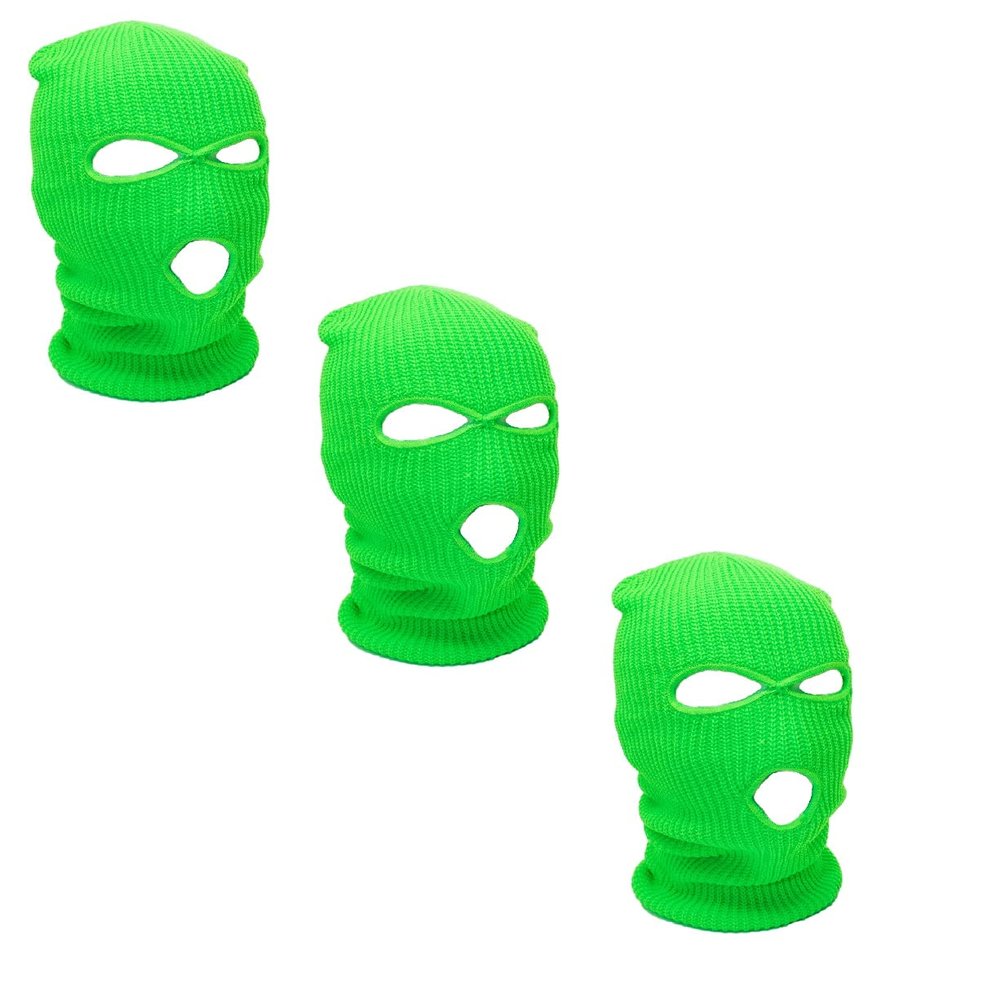 Ski Mask Knit Three Hole Mask Full Face Cover Knitted Balaclavas Warm Hat Adult Winter Hats (Green, 3)