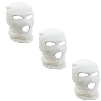 Ski Mask Knit Three Hole Mask Full Face Cover Knitted Balaclavas Warm Hat Adult Winter Hats (White, 3)