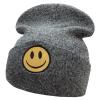 e4Hats.com Smile Face Embroidered Long Beanie - Black Marled OSFM