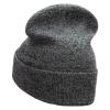 e4Hats.com Smile Face Embroidered Long Beanie - Black Marled OSFM view 2