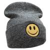 e4Hats.com Smile Face Embroidered Long Beanie - Black Marled OSFM view 4