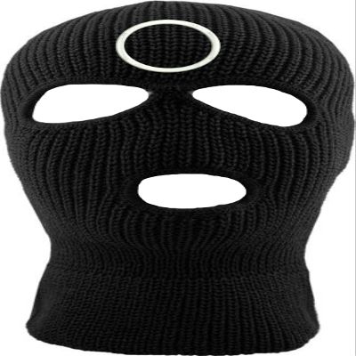 Circles Triangles Squares 3 Hole Mask Knit Ski Mask Embroidered Full Face Masks Knitted Hat Warm Halloween Balaclava (Circle) Black