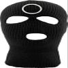 Circles Triangles Squares 3 Hole Mask Knit Ski Mask Embroidered Full Face Masks Knitted Hat Warm Halloween Balaclava (Circle) Black view 1