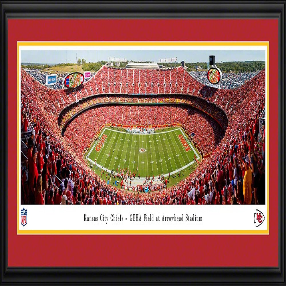 Kansas City Chiefs - 44x18-inch Double Mat, Deluxe Framed Picture by Blakeway Panoramas
