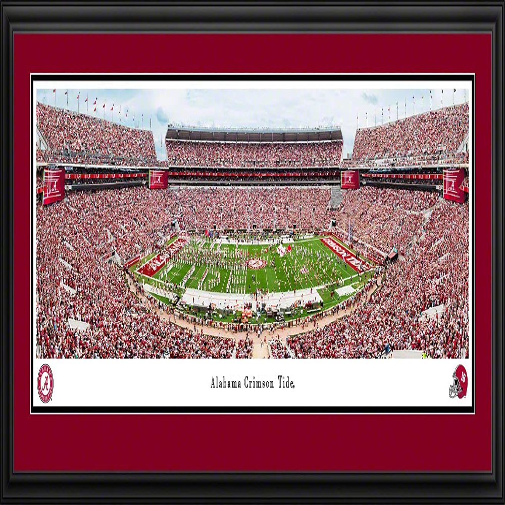 Alabama Crimson Tide Football - 44x18-inch Double Mat, Deluxe Framed Picture by Blakeway Panoramas