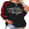 Merry Christmas T-Shirt for Women Funny Christmas Plaid Long Sleeve Raglan Baseball T-Shirt Xmas Holiday Tops (Plaid Red-4, Small) view 1