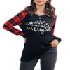 Merry Christmas T-Shirt for Women Funny Christmas Plaid Long Sleeve Raglan Baseball T-Shirt Xmas Holiday Tops (Plaid Red-4, Small) view 3