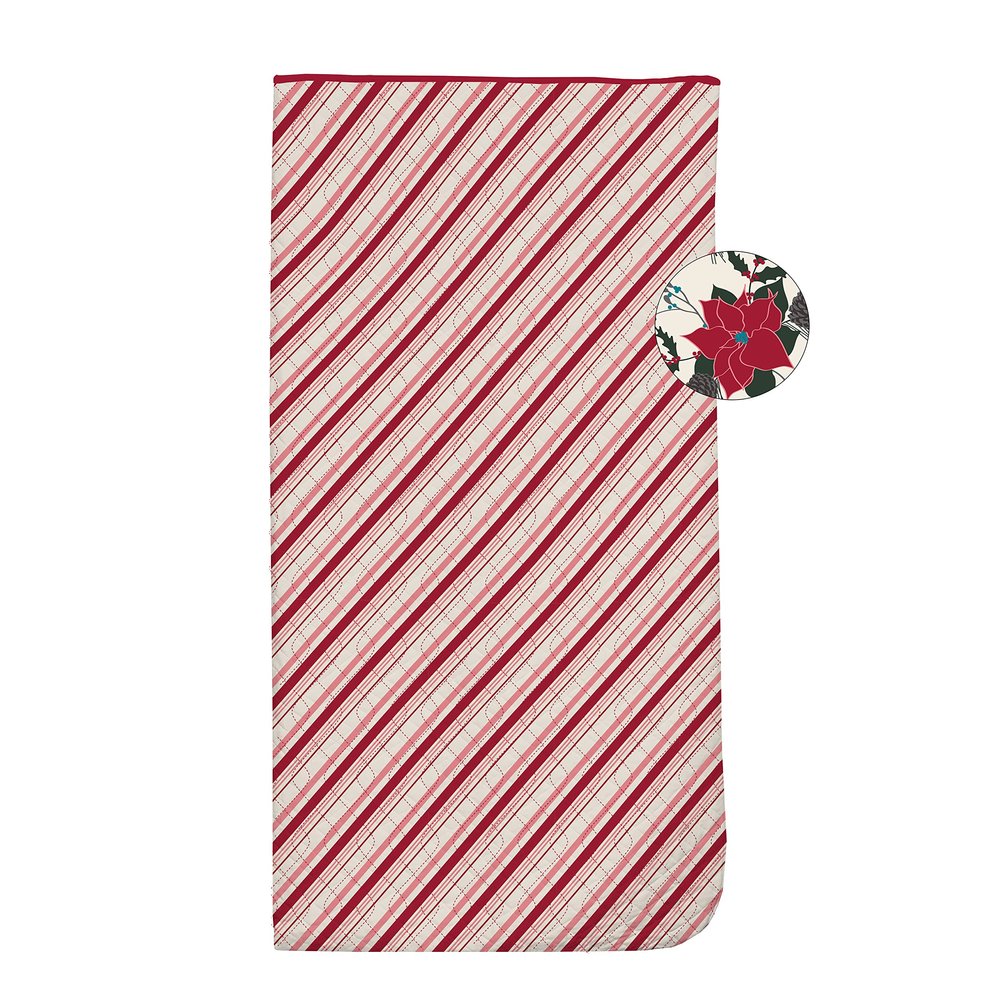 KicKee Pants Print Quilt Reversible Sleepover Bag, Quilted Sleeping Bag, Designed from Viscose from Bamboo for Ultra Comfort (Strawberry Candy Cane Stripe/Christmas Floral - One Size)