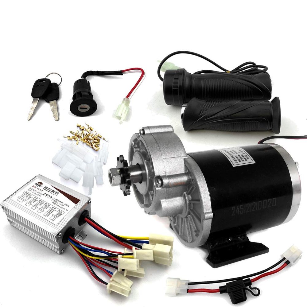 L-faster 450W Three-Wheeled Bicycle Motor with Accelerator Handle Grip and Key Lock Power Switch for Tricycle(24V)