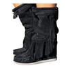 Bcshiye Women's Winter Suede Fringed Ankle Boots Vintage Round Toe Warm Flat Dress Short Booties Mid Calf Riding Boots view 1