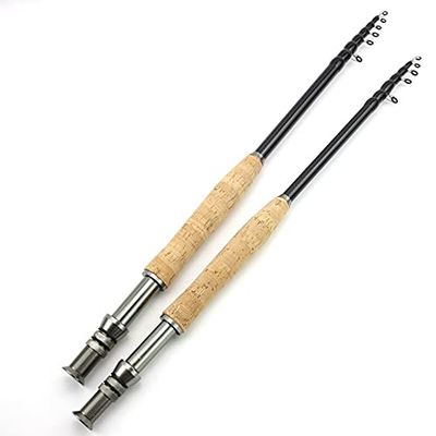 New 2.1M 2.4M 2.7M 3.0M Telescopic Fly Fishing Rod Portable Carbon Fiber Ultra Light Fast Action Fly Fishing Rod Cork Handle Fishing Tackle Trout Rod Mid Adjustment Fly Fishing Rod ZYHYD