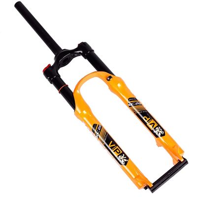 Jejy MTB Bicycle Gas Fork 26" Suspension Magnesium Alloy Ultralight Front Fork 26/27.5/29 Inch Shoulder Control Straight Tube Bike (Color : Orange, Size : 27.5)