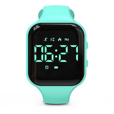 Focwony Non-Bluetooth Led Fitness Tracker Watch,Digital Pedometer Watch,with Step Counting/Distance/Calories/Stopwatch/Alarm Clock, Great Gift for Kids Teens Girls Boys Xmas (Square - Green)