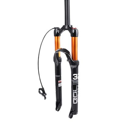 Jejy Magnesium Alloy 26/27.5/29 Mountain Bike Suspension Fork 26inch Bicycle Air Fork Straight Tapered MTB Accessories Black (Color : Straight Remote Lockout, Size : 26)