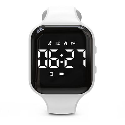 Focwony Non-Bluetooth Led Fitness Tracker Watch,Digital Pedometer Watch,with Step Counting/Distance/Calories/Stopwatch/Alarm Clock, Great Gift for Kids Teens Girls Boys Xmas (Square - White)
