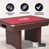 Hathaway Renegade II 54-in Bumper Pool Table for Game Room  3 in 1 Game Table with Reversible Top & Ball Return System  Includes Cues, Balls, Chalk, Brush & Cards  Red Felt with Walnut Finish view 4