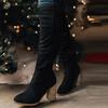 Bcshiye Women's Thigh High Block Heel Over The Knee Boots Wide Calf Chunky Heel Over Knee High Boots Winter Long Booties view 4