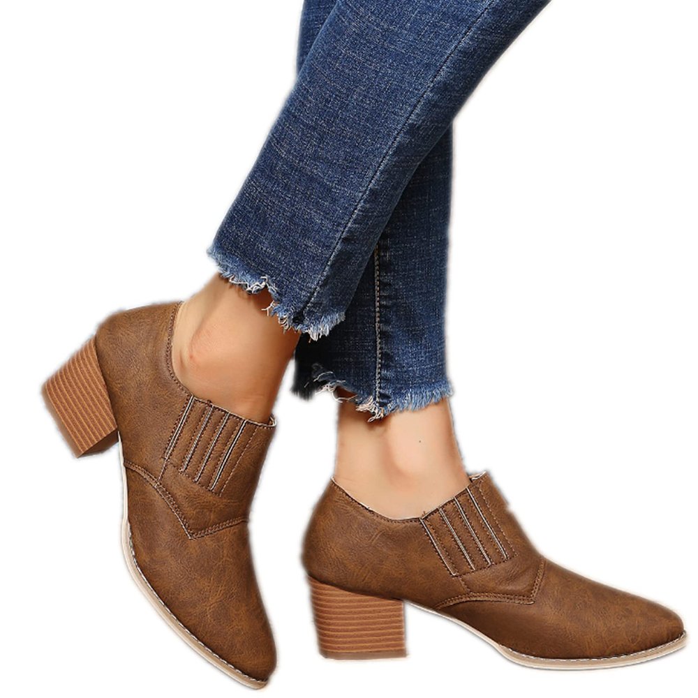 Bcshiye Ankle Boots for Women Low Heel Leopard Serpentine Platform Boots Round Toe Outdoor Winter Warm Short Booties