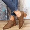 Bcshiye Ankle Boots for Women Low Heel Leopard Serpentine Platform Boots Round Toe Outdoor Winter Warm Short Booties view 4