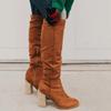 Bcshiye Women's Thigh High Block Heel Over The Knee Boots Wide Calf Chunky Heel Over Knee High Boots Winter Long Booties view 2
