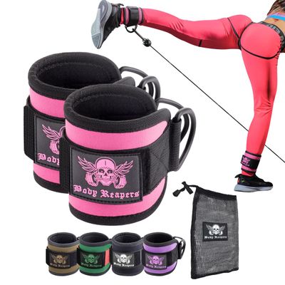 Body Reapers Workout Ankle Straps for Cable Machine Women, Ankle Cuff Cable Attachment, Ankle Clips for Cable Machine, Glute Kick Back Ankle Straps, Glute Workout, Lower Body Exercises - Pair