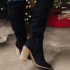 Bcshiye Women's Thigh High Block Heel Over The Knee Boots Wide Calf Chunky Heel Over Knee High Boots Winter Long Booties view 3