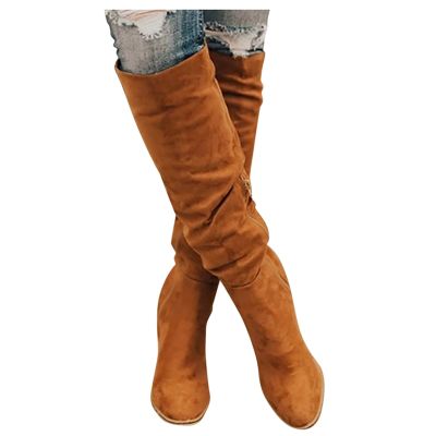 Bcshiye Women's Thigh High Block Heel Over The Knee Boots Wide Calf Chunky Heel Over Knee High Boots Winter Long Booties