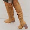 Bcshiye Women's Thigh High Block Heel Over The Knee Boots Wide Calf Chunky Heel Over Knee High Boots Winter Long Booties view 2