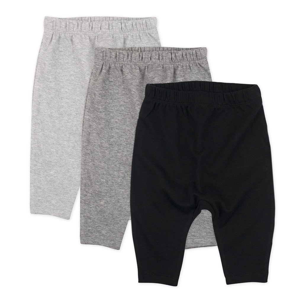 HonestBaby Unisex Baby Multipack Roomy Fit Pull Bottoms 100% for Infant Boys, Girls, Honest Organic Cotton Cuff-Less Harem Pants 3-Pack Gray Ombre, 18 Months, 3-Pack Gray Ombre, 18 Months US